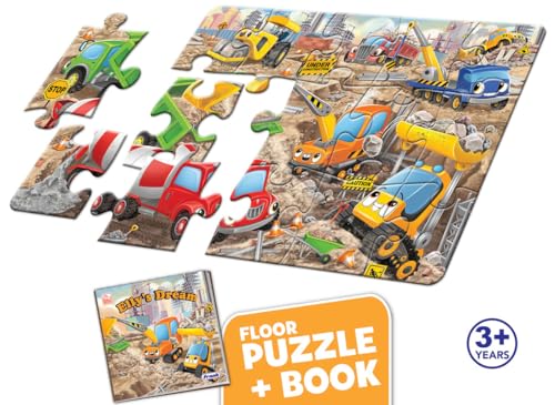 Image of Frank Under Construction Puzzle & Book | Fun & Educational 15-Piece Floor Puzzle with 'Elly's Dream' Storybook for Kids 3+ Years | Interactive Learning Toy for Fine Motor Skills & Early Development