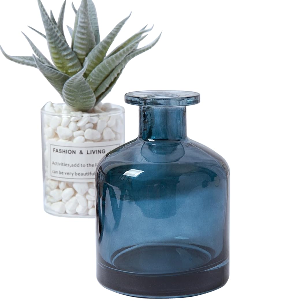150ml/5oz Blue Empty Glass Diffuser Bottle Aromatherapy Jar Container Fragrance Accessories Use for DIY Replacement Reed Diffuser Sticks Sets Essential Oils Crafts Decor
