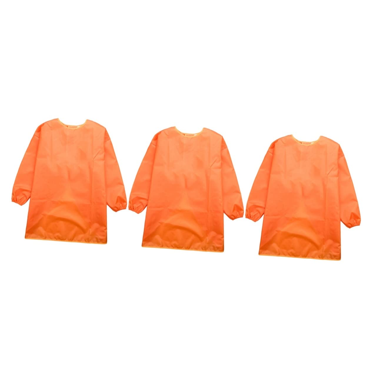 BESTonZON 3stücke Malerschürze Langarm Malschutz Für Junge Mädchen Orange Geeignet Für Körpergröße Wiederverwendbar Für Kreative Aktivitäten