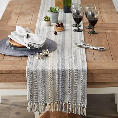 DII Farmhouse Braided Stripe Table Runner Collection, 15x72 (15x77, Fringe Included), Cool Gray, 15x72" (15x77", Fringe Included) - Image 4