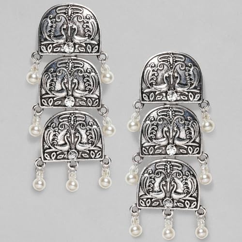 Image of Rubans Oxidised Dangle Earrings Boho Stylish Trendy Jewellery Gift for Women & Girls