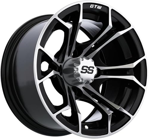 Miniatura 5 de GTW 12 Inch Golf Cart Wheels and Tires Combo  GTW Spyder MachinedBlack Wheels on 23x10.5-12 Predator All Terrain Tires  Set of 4