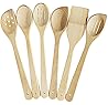 ECOSALL Healthy Wooden Spoons For Cooking Set of 6. Safe and Reliable Cooking Utensils for Kitchen – 100% Natural Nonstick Wood Spatula Spoon For Scraping, Stirring, Serving – Uncoated Solid Hardwood