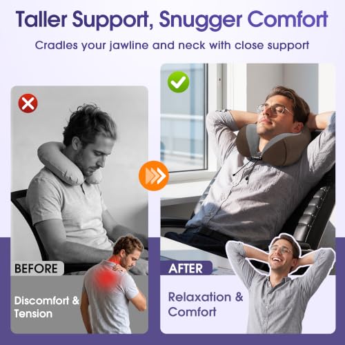 Image of CloudBliss Travel Pillows for Airplane, 2 Pack Memory Foam Neck Pillows for Travel, Compact Neck Pillows for Long Flight Sleeping, Plane Accessories with Eye Mask, Earplugs, Storage Bag, Black & Brown