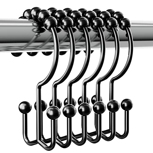 BBLHOME Shower Curtain Hooks Rings, Sturdy Shower Curtain Hooks Rings Rust Proof Metal Double Sided Shower Hooks Rings for Bathroom Shower Curtain Rod Curtains, Set of 12 Hooks, Black BBLHOME Shower Curtain Hooks Rings, Sturdy Shower Curtain Hooks Rings Rust Proof Metal Double Sided Shower Hooks Rings for Bathroom Shower Curtain Rod Curtains, Set of 12 Hooks, Black