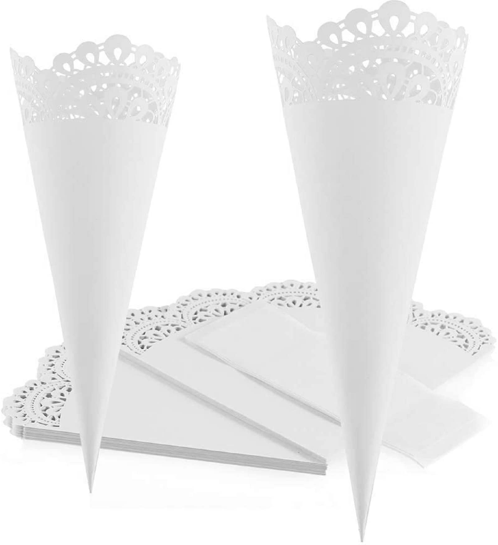 GOLDGE 60 PCS Conos de Arroz para Boda,Cono de Papel de Boda, Adecuado para Bodas, Fiestas, Comuniones o Bautizos
