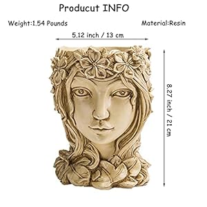 Goddess Face Planters Pots Head Flower Pot, Succulent Pot Cute Resin Planter with Drainage Hole for Indoor Outdoor Plants (A-Maple) Goddess Face Planters Pots Head Flower Pot Succulent Pot Cute Resin Planter with Drainage Hole for Indoor Outdoor Plants A Maple