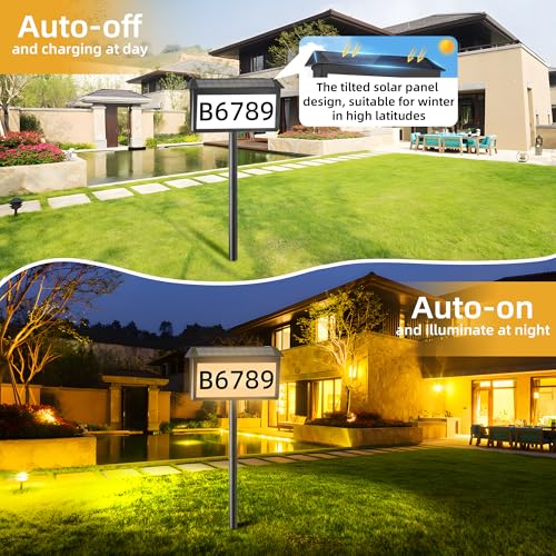 Panneau D'adresse Solaire LED Pour Maison, Noir, étanche, Fixation Murale Ou Pose Au Sol
