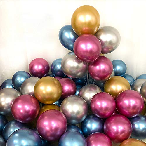 Image of Party Balloons 12inch 50 Pcs Latex Metallic Balloons Chrome Balloons Birthday Balloons Shiny Balloons Party Decoration Wedding Birthday Baby Shower Christmas Party - Metallic Multicolor