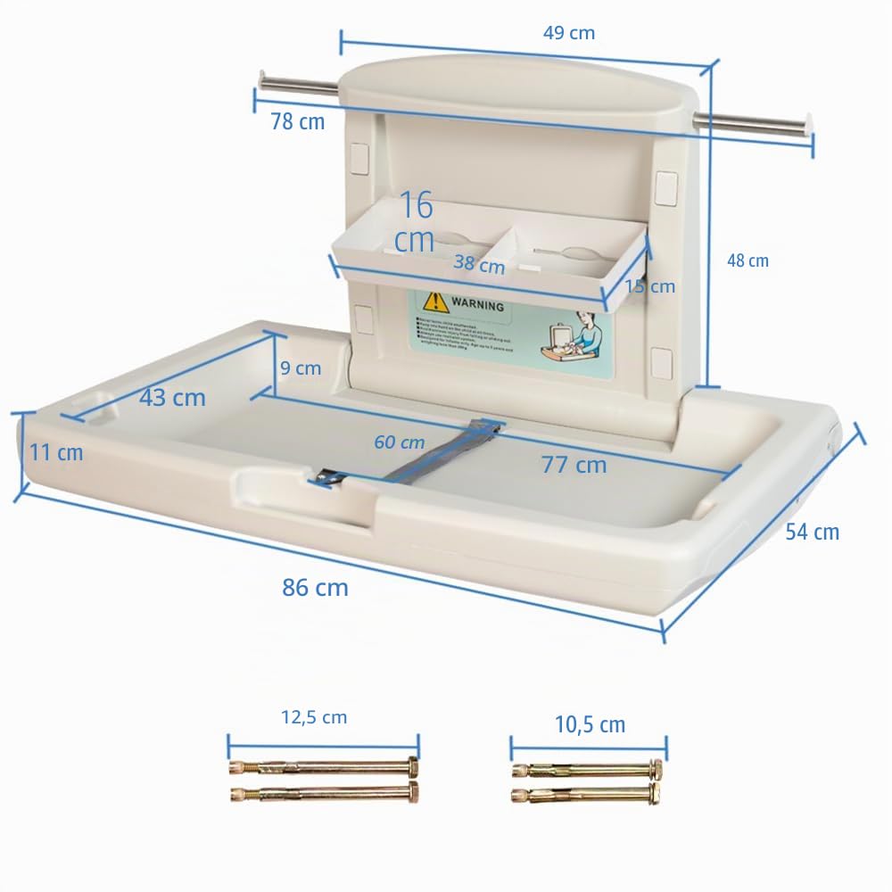Cambiador Bebe Mesa de Cuidado Infantil,Plegable,Para el Hogar y el Comercio,con Cinturón de Seguridad y Compartimento de Almacenamiento,Ahorra Espacio,Seguro y Estable (Blanco)