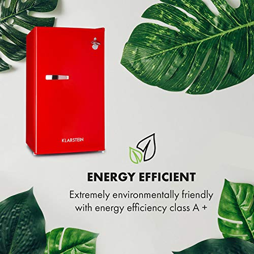 Klarstein Beercracker - 90L koelkast, inhoud: 90 liter, energie-efficiëntieklasse, incl. Vriesvak, groentevak, 3 deurvakken, flessenopener op het apparaat, 2 glazen schappen, rood - Afbeelding 8