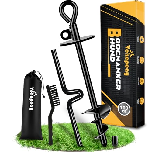 Piquet de Rotation Professionnel pour Chien jusqu'à 100 KG, Mise à Niveau Piquet pour Chien Système Antirouille, Ancrage Sol Dur Chien avec Rotation à...