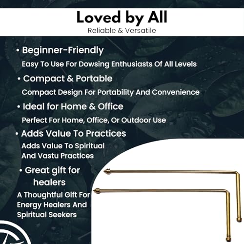 Image of Plus Value Brass Dowsing Rods Pair for Vastu, Reiki, Dowser, Energy Healers with Dowsing Charts L Divining Rod for Finding Underground Water & Gold, Lost Object, Geopathic Stress