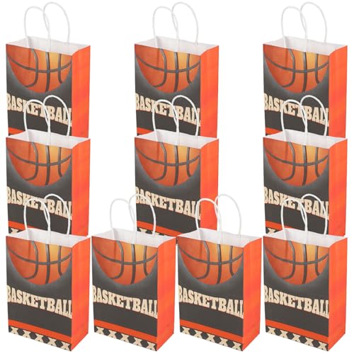 LALADEFIEE Bolsas para Regalos de Baloncesto Diseño Temático, 20 Bolsas de Papel Reutilizables de 21 X 15 CM para Eventos y Celebraciones Deportivas