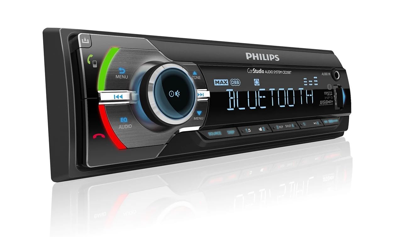 Philips Car Stereo Bluetooth Audio Receiver Sleek Single Din Car Stereo with AM FM Radio USB AUX-in and