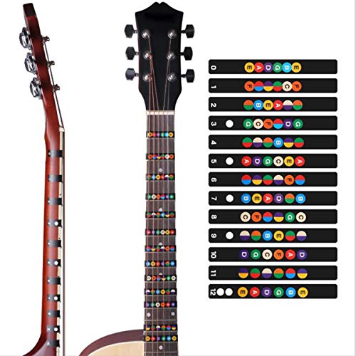 Lgege Guitar Fretboard Stickers Decals, Black Color Coded Note Fingerboard Frets Map Sticker For Beginner Learner For 6 Strings Acoustic Guitar Or Electric Guitar (2Pcs) #TOP1