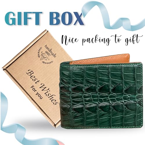 Image of HATA Men Leather Bifold Wallet RFID Blocking Front Pocket Exotic Billfold Handmade Gift For Birthday Wedding Anniversary Father's Day