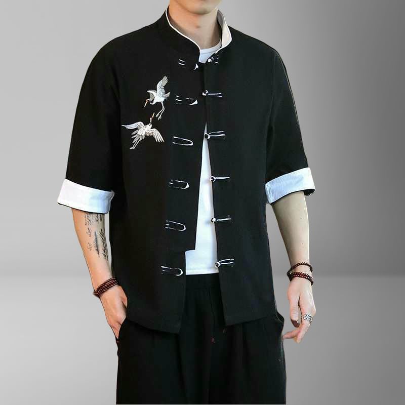Style vintage Zen noir pour ce haut manches courtes homme taille S - 2