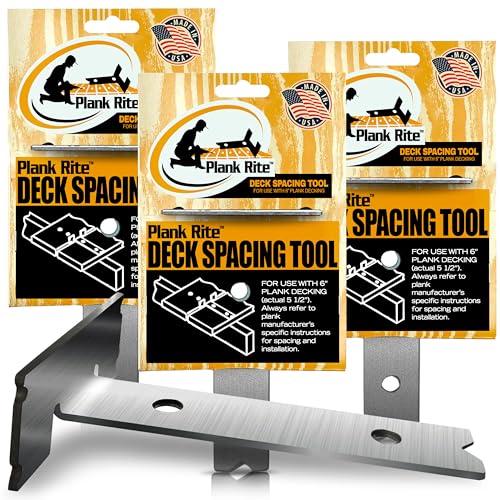 Plank Rite Steel Deck Spacing and Fastening Tool 3 Pack for Use with 5-1/2 Inch Deck Boards | Works for Treated Wood or Composite Decking | Deck Jig for Professional Neat Finish | Made in USA