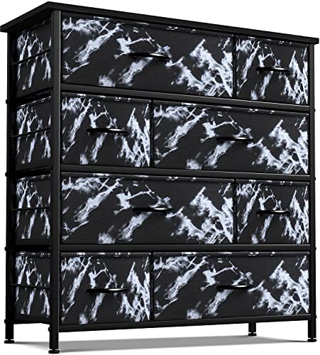 Sorbus Dresser For Bedroom With 8 Drawers - Tall Chest Storage Tower Unit, For Closet, Hallway, Nursery, Entryway Organization - Steel Frame, Wood Top (Marble Black – Black Frame) #TOP4
