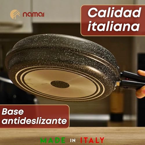 Miniatura 7 de Namai Sarten Para Tortilla De Patatas, 24 Cm, Material Aluminio, Apto Para Lavavajillas, Mango Extraíble, Antiadherente, No Apto Para Inducción, Fabricado En Italia 24 Cm