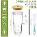 Birity 24oz Glass Cups with Lids and Straws,Glass Tumbler with Handle,2 set–Reusable Glass Ice Coffee Cups with Lid and Straw for Smoothies,Tea,Juice,Boba Cup for Cold & Hot Drinks,Travel Cup