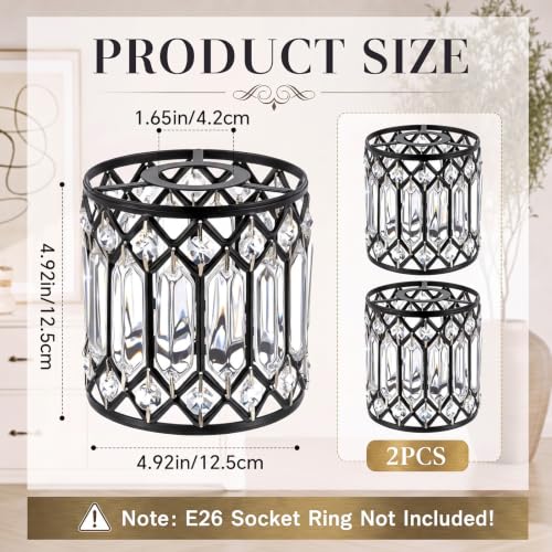 Image of Teenyyou 2 Pcs Crystal Lamp Shade E26 /E27 Base 1.65 inch Top x 4.92 inch Dia.& H | Elegant Ceiling Light Cover, Modern Chandelier Lampshade Replacement for Bathroom Bedroom Living Room Hallway Wall Sconce