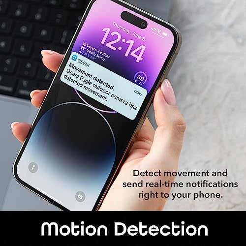 Geeni Eagle 2K Security Surveillance Camera - Outdoor 2-Way Audio, Night Vision, Motion Detection Sensor App Alert, Compatible with Alexa, Google Home