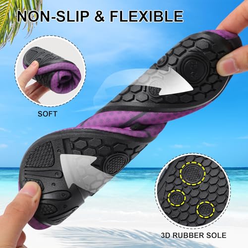 Water Shoes for Women Men Swim Aqua Socks Beach Pool Barefoot Surf River Boat Sea Yoga Exercise Sport Breathable Quick-Dry3