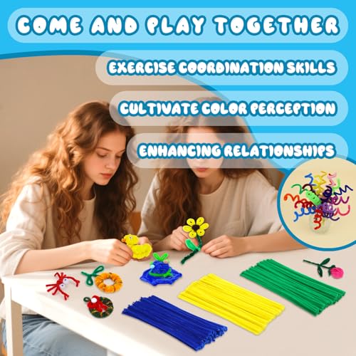 Image of Hssugi Pipe Cleaners, 100PCS Pipe Cleaners Craft Supplies Light Blue