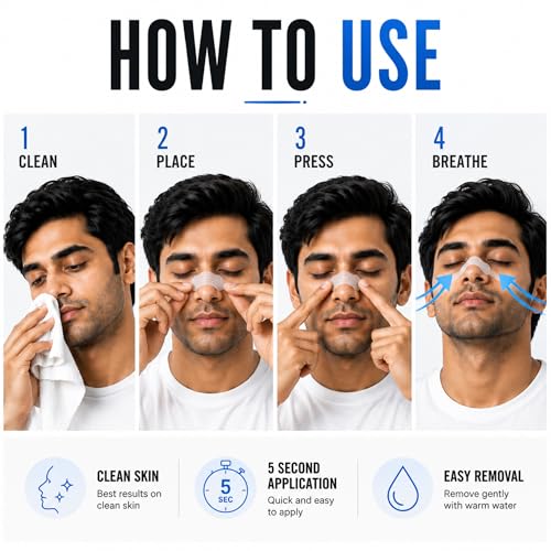Image of Atovio BreatheX Nasal Strips - Extra Strength Snoring & Congestion Relief | Sweat-Proof, Hypoallergenic Adhesive | Opens Nasal Passages for Better Breathing, Sleep & Sports Performance | CDSCO Licensed (Transparent, Pack of 10)