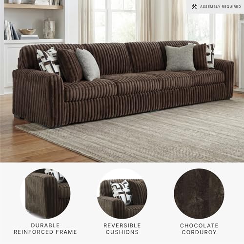 Image of Signature Design by Ashley Midnight-Madness Contemporary Symmetrical 2-Piece Sectional with Reversible Seat Cushion, Dark Brown