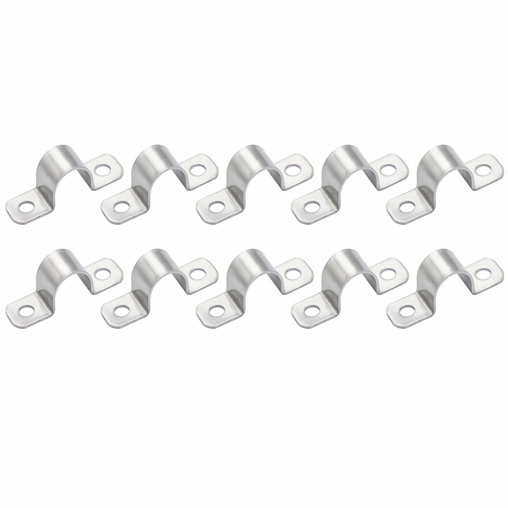 10 Pack U Pipe Clamps, 18mm Stainless Steel U Shaped Brackets Saddle Clip, Heavy Duty Conduit Clamps for Water Pipes, Gas Pipes Cable