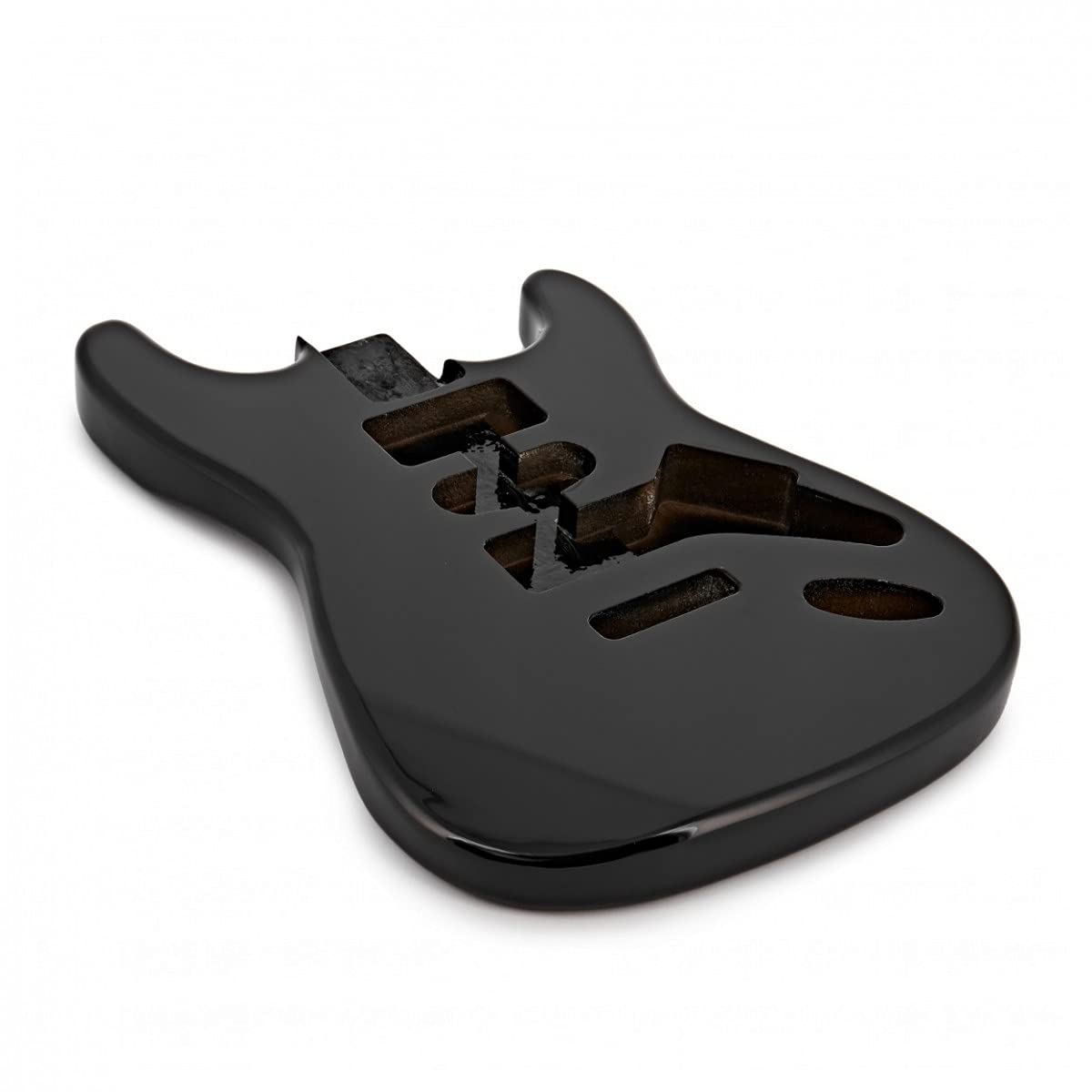 Corpo della chitarra elettrica nera stile ST per progetti e riparazioni fai da te
