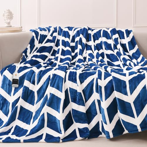 VENTIMI Electric Blanket Heated Throw, 72" x 84" Heated Blanket with 9 Heat Levels & 2 to 10 Hours Auto Off, Fast Heating Blankets with ETL & FCC Certification, Navy
