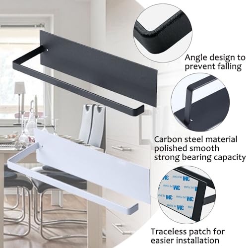 Tissue Hanging Roll Holder Towel Roll Holder Paper Towel Rack Wall-Mounted Under Cabinet Tissue Paper Towel Self-Adhesive or Drilling for Kitchen,Bathroom or Pantry(White) - Image 3