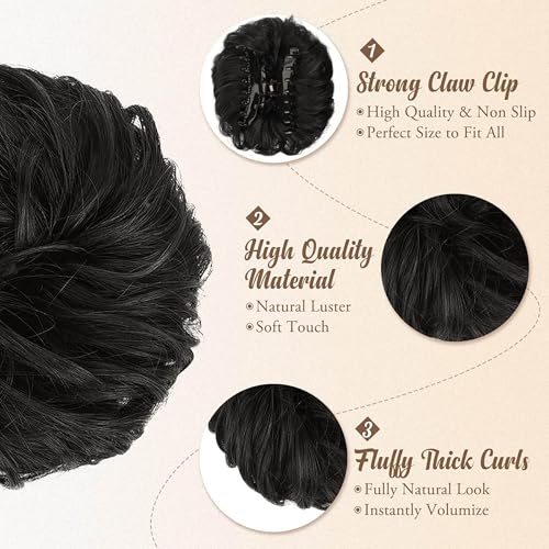 Image of Curated Cart Claw Clip Messy Bun Hair Piece Natural-Looking Hair Extension for Women and Girls Easy-To-Wear Volumizing Hair Bun Lightweight Synthetic Fiber Hairpiece for All Occasions Stylish Updo