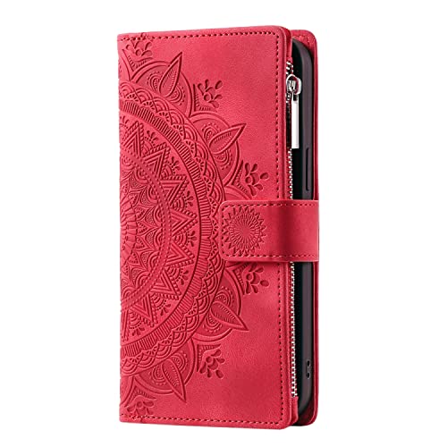 Zipper Embossed Large Capacity Phone Pockets Compatible Sony Xperia XA2, Ladies RFID Blocking Women Large Capacity Ladies Leather Wallets with 8 Credit Card Slots, Ladies Clutch Long Wallet with Zipper Pocket & Wrist Strap