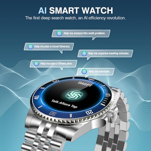 AI Smartwatch Herren, 1,19'' AMOLED Smart Watch mit Bluetooth Anrufe, 107 Sportmodi Fitnessuhr mit...