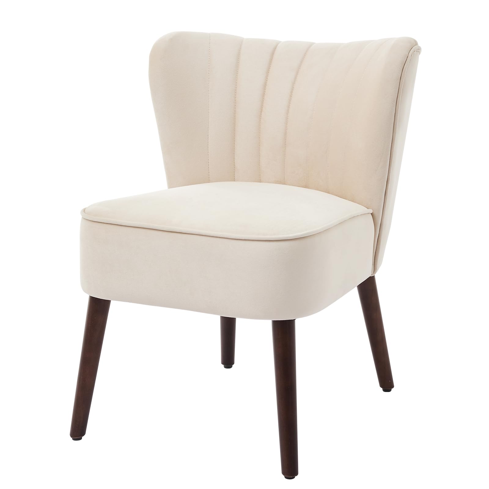 OPULENTHOME Chaise d'accent moderne en velours - Chaise rembourrée avec pieds en bois massif - Fauteuil lounge sans accoudoirs - Pour salon, chambre à coucher et cuisine - Charge maximale : 136 kg