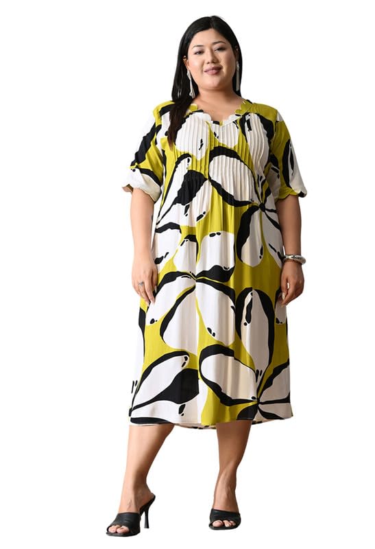 Plus Size Red Pintuck Floral Scalloped Neck Dress | One Piece Dress | Floral Western Dress | Summer Casual Vacation Outfit-image-15