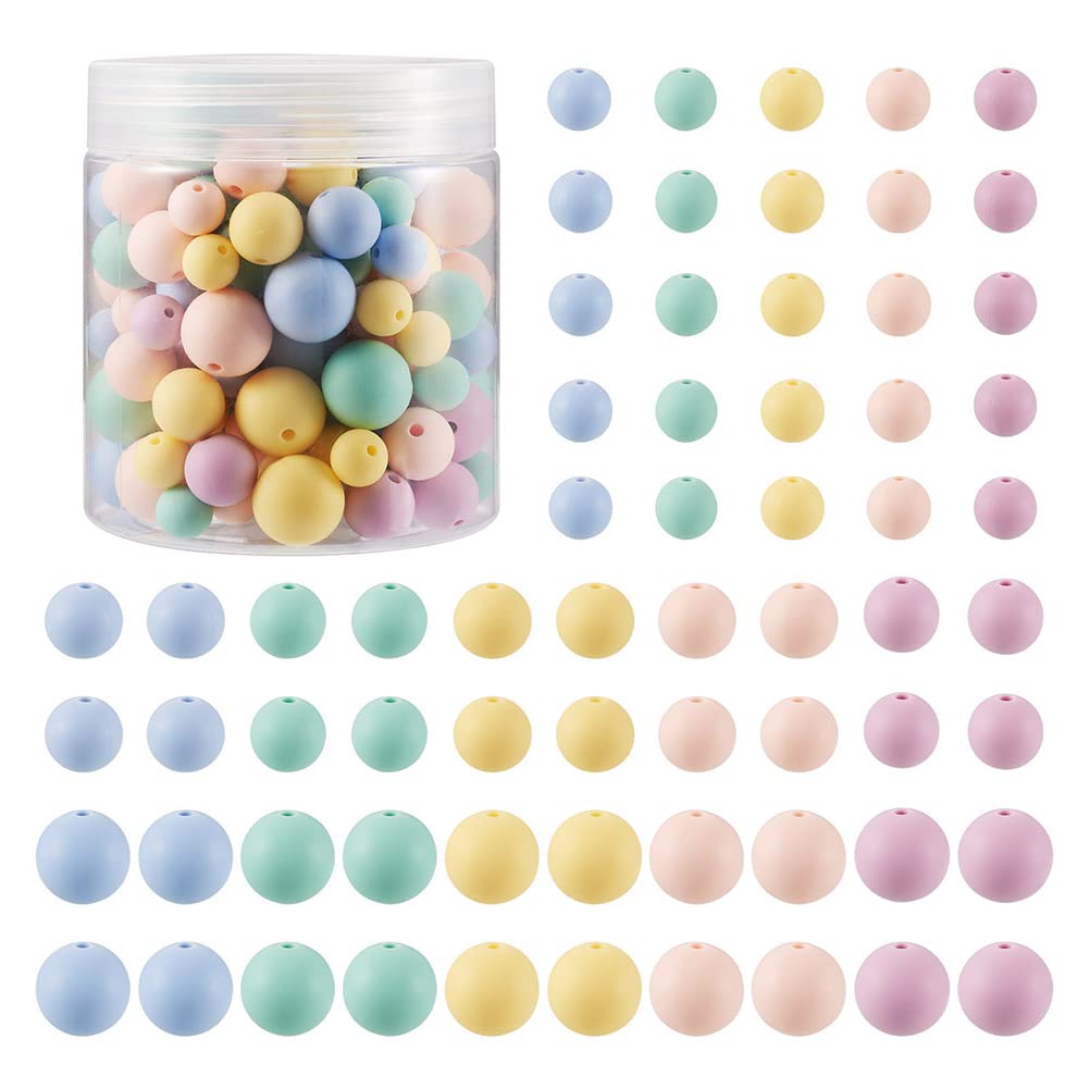 Cheriswelry 150Pcs Colorful Silicone Beads 15mm 12mm 9mm Silicone Beads Bulk for Bracelets Necklaces Jewelry Making DIY Crafts