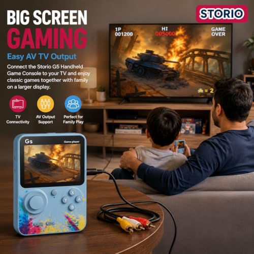 Image of Storio G5 Handheld Game Console for Kids | Retro Gaming Device with 3.0 Inch HD Screen | 500 Built-in Classic Games | AV Output | Portable Video Game Player for Boys & Girls | Multicolour
