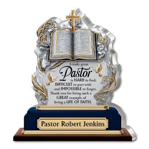 A Truly Great Pastor - Personalized Pastor Acrylic Plaque, Great Pastor is Hard To Find Difficult to Part With Plaque, Pastor Appreciation Acrylic Plaque Gifts, Religious Christmas Gift for Men Pastor