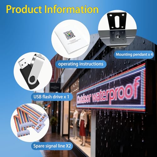 Image of P10 Led Sign,Programmable Scrolling Digital Advertising 77 inchx14 inch | Full color display, IP65 outdoor waterproof,supports scrolling information and custom content,Ideal for business Advertising
