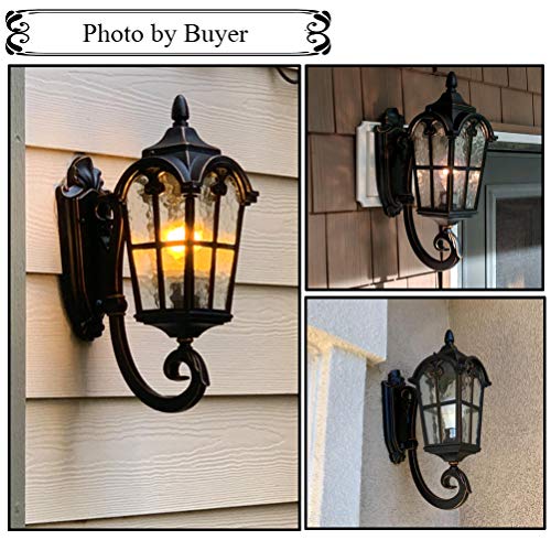 Lonedruid Dusk To Dawn Sensor Outdoor Wall Light Fixtures Black Roman 17.71" H Exterior Wall Lantern Waterproof Sconce Porch Lights Wall Mount For House Garage Doorway, Etl Listed #TOP6
