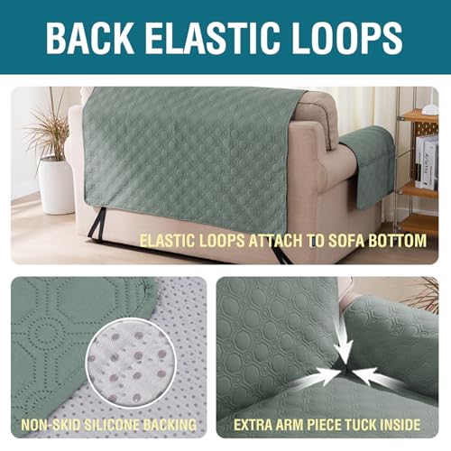BellaHills 100% Waterproof Sofa Cover L Shape 2 Piece Couch Covers Sectional Chaise Sofa Slipcovers Non Slip Furniture Protectors for Dogs (Right Chaise Lounge Cover + 2 Seat Sofa Cover, Lily Pad) - Image 7