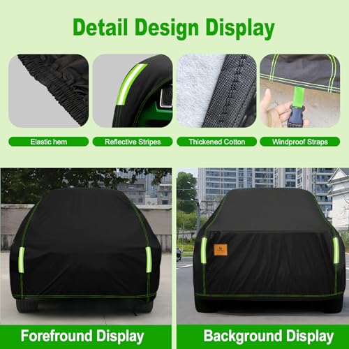 Image of Custom Fit for Jeep Compass Car Cover 2007-2026 Compact SUV Covers 100% Waterproof with Zipper Door & Side Mirror Pockets All Weather Snowproof Rain Hail UV Protection Outdoor Full Cover
