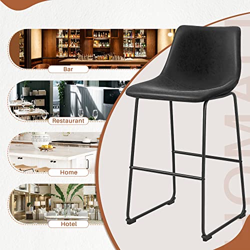 Image of Homall Bar Stools Set of 2 Counter Height Stools Dining Chair Pu Leather Metal Bar Stool Modern Chair for Home, Kitchen, Dining Room