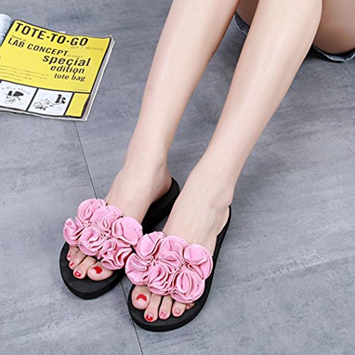 Hemlock Women Slipper Summer Sandals Flower Beach Flip Flops Shoes Slipper Home Flip Flops (US:8.5, Pink)